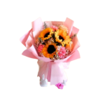 Bright Smiles Bouquet - 5 Sunflowers & 4 Pink Carnations - 41888