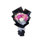 Bouquet of 15 Roses with Elegant Black Wrap (974)