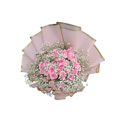 Rose Bouquet Corner-Exquisitely Adorned Pink