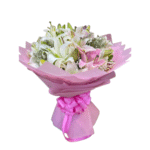 Giftkdiu Elegant Pink and White Lily Bouquet