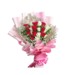 Giftkdiu Classic Red and White Roses Bouquet- Harmony in Elegance