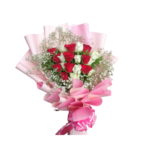 Giftkdiu Classic Red and White Roses Bouquet- Harmony in Elegance - 41673