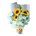 White Roses and sunflower Bouquet-Giftkdiu - 41682
