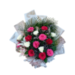Cute Pink, Red and White Roses Bouquet