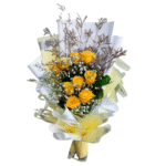 Highly Decorated Yellow Rose Bouquet -Giftkdiu.com