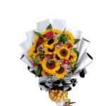 Bright Sunflower/Red Rose bouquet with Baby s Breath - 41712