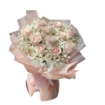 Blush Pink Rose and Baby Breath Bouquet