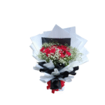 Classic Red Rose Bouquet With Baby's Breath Elegant black and White Wrap