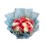 Pink Gerbera and White Chysanthemums Bouquet - 41593