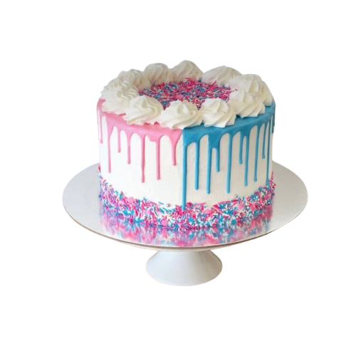 Pink and Blue Drip Party Cake