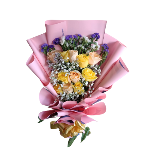Yellow and Orange Rose Bouquet(9871)-24
