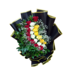Grand Mixed Rose Bouquet  25 Red Yellow And White Roses With Gypsy - 42805