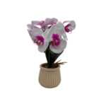 Ceramic Pot Artificial Pink and White orchid. (9930)-37