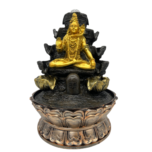 Gold  Shiva Lotus Fountain Tabletop. (9914)-53