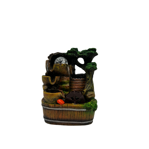 Rustic Barrel Tabletop Fountain (9896)-71