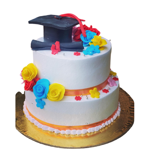 Cap and Scroll Model 2-Tier Graduation Cake