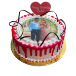 Custom Photo Cake Red Drip Design- Order Online at Giftkdiu.com