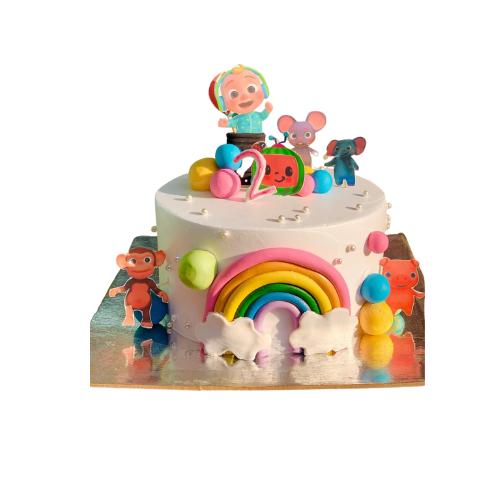 Rainbow Theme  Birthday Cake - Cartoon Character Design