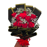 Beautiful Flower Bouquet with 10 Red Roses and Gypsy - 45412