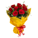 Classic Red Roses in Yellow With Baby's Breath