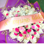 50000 (50k) Unique Money Bouquet with Pink Roses