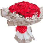 100 Red Roses Flowers Bouquet With Gypsy For Beautiful Moments