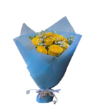 Beautifull Flower Bouquet With 10 Yellow Roses And Gypsy - 45409