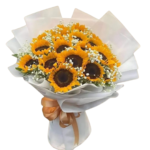 Sunflower Bouquet Wrapped in White - 44782