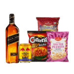 Black Label 1L With Nuts Bhujiya And Red Bull