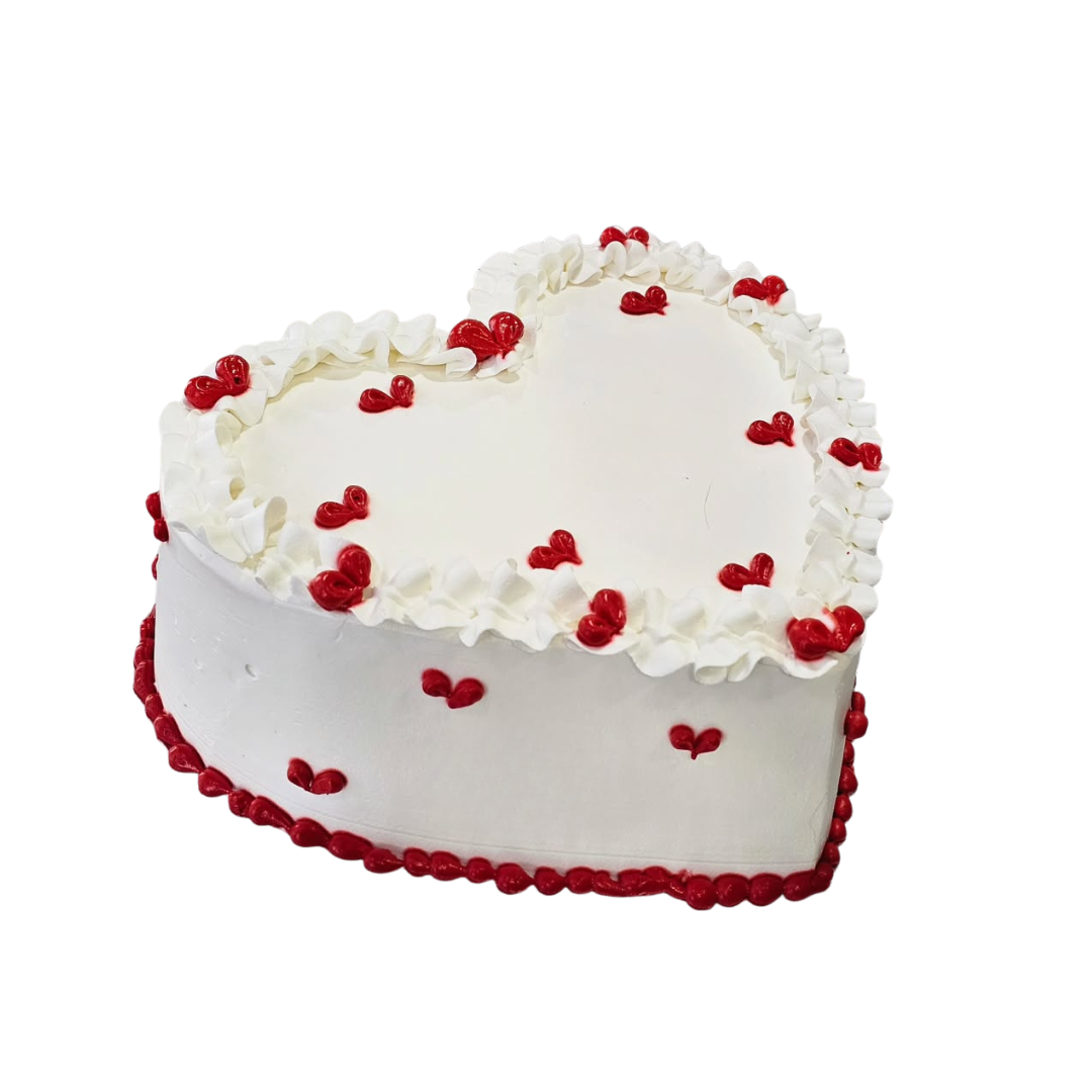 11 46047 White Cake With Heart Design - 46047 - Image 1