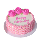 Delicious Happy Birthday Pink With Rose Design