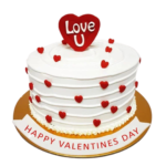 Round Shape Happy Valentine Day Cake With Love U - 45572