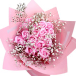 15 Pink Roses With Gypsy