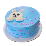 Blue Color Cake With White Toy Design - 46028
