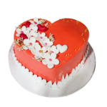 Cake With Heart & Flowers Design