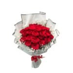 Red Roses Bouquet With Round Design - 25 Red Roses