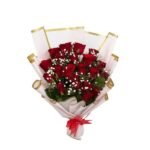 Red Roses Bouquet With Gypsy - 20 Red Roses