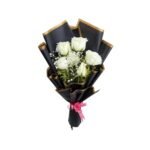 White Roses Bouquet With Gypsy
