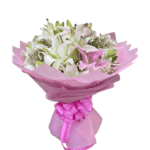 Elegant Pink and White Lily Bouquet