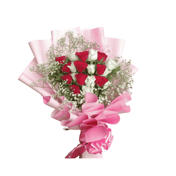 Red and White Roses Bouquet