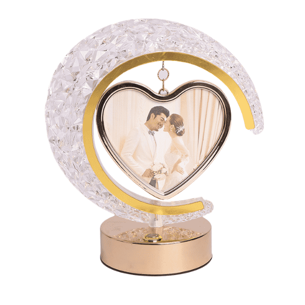 Personalized Moon & Heart Rotating Photo Frame – Romantic Gift