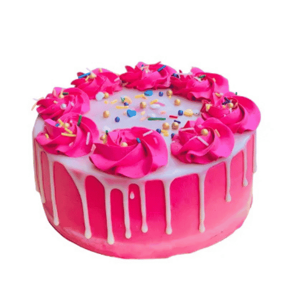 Pink drip Birthday cake