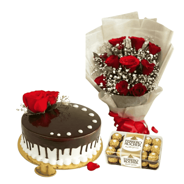 cake flowr and chocolate combo