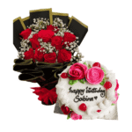 red roses and cake combo set