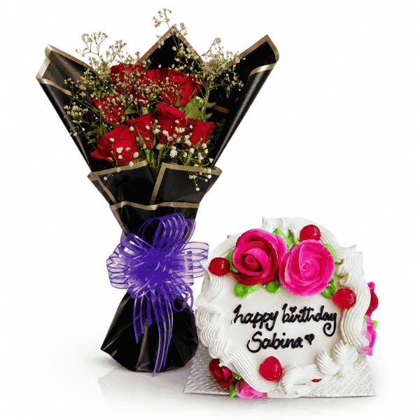 cake and flower combo