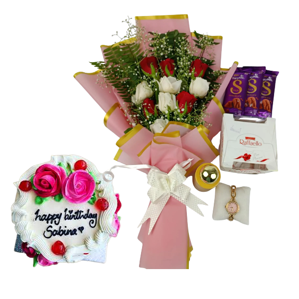 cake flower watch combo gift