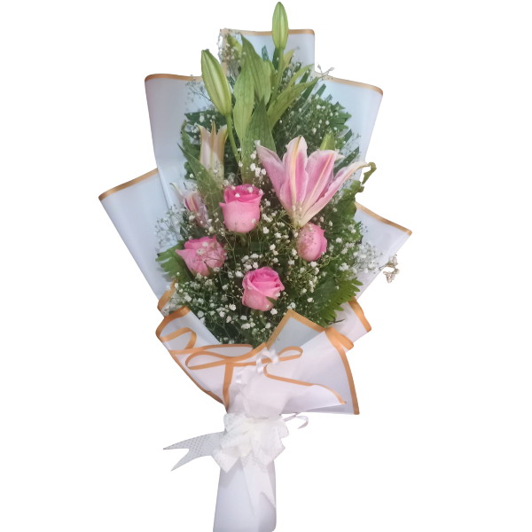 Fresh Pink Lilies & Roses Bouquet