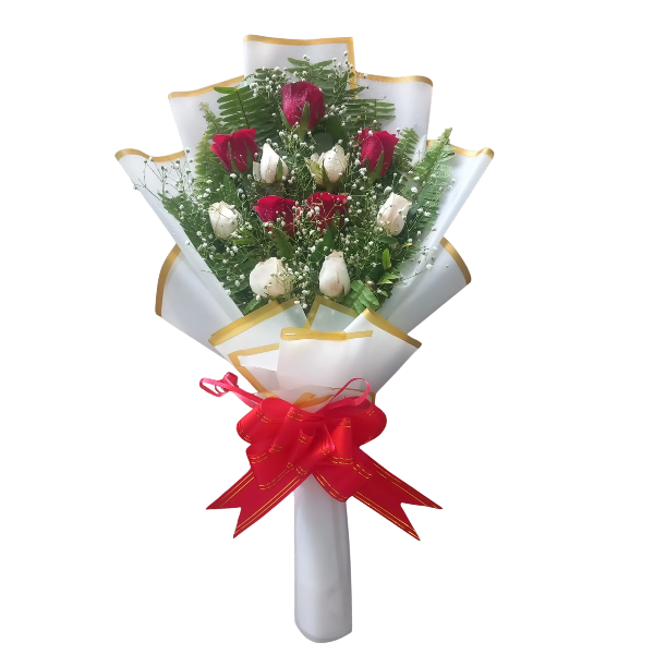 Red & White Rose Bouquet