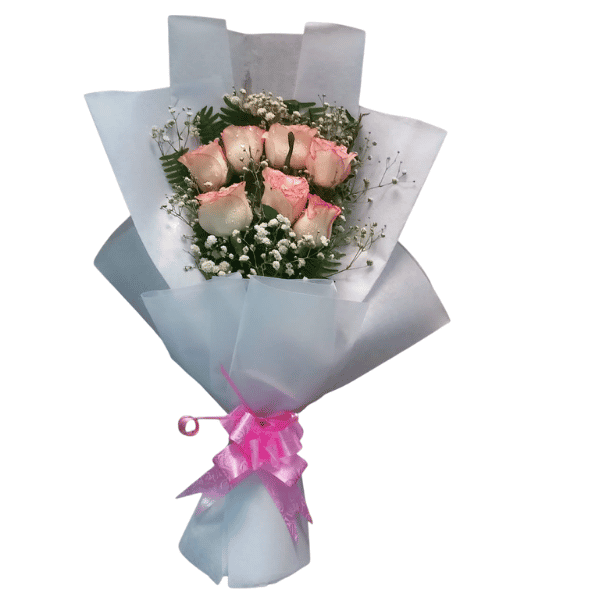 7 pink roses
