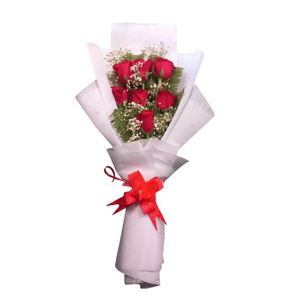 7 red roses bouquet